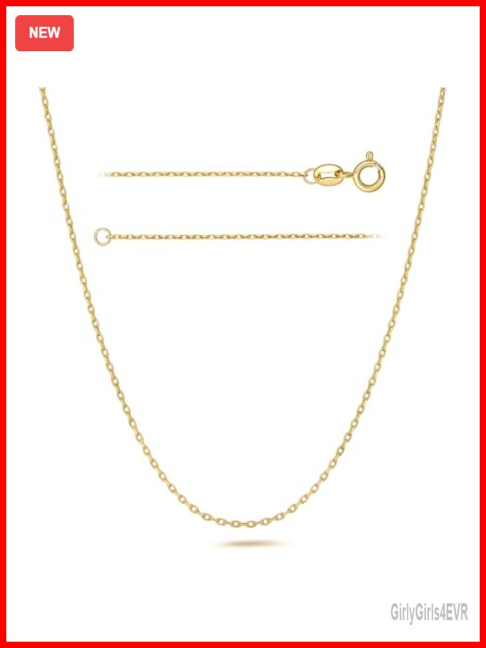 14K Gold Plated Cable Chain Necklace for Women – 18 Inch Layering Chain